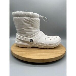 Crocs Shoes Mens 10 White Pull On Lined Clogs Mule Faux Fur Lined Boot 206630